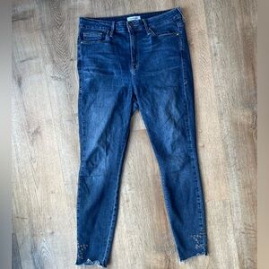 Good American Good Legs Star Embellished Raw Hem Skinny Jeans Size 14/32 Y2K